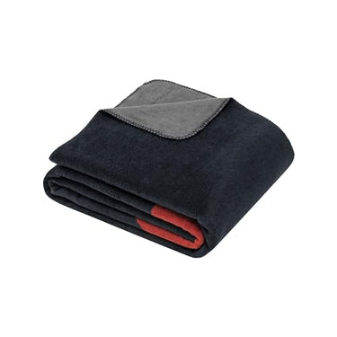 Ibena Kerava Decke 150 x 200 cm - Baumwollmix, weich, warm & waschbar, Kuscheldecke abstrakt blau braun im Sale